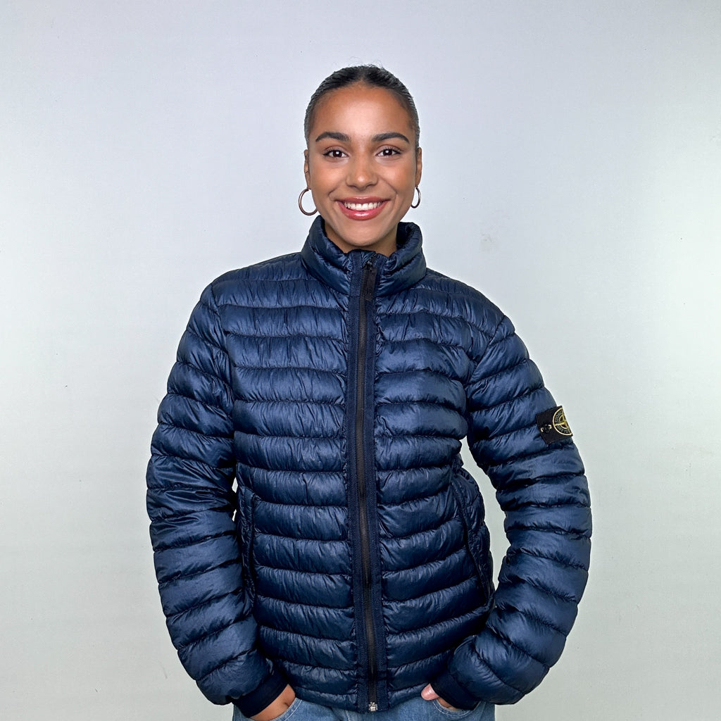 Navy Blue A/W 14 Stone Island Garment Dyed Down Puffer Jacket Coat