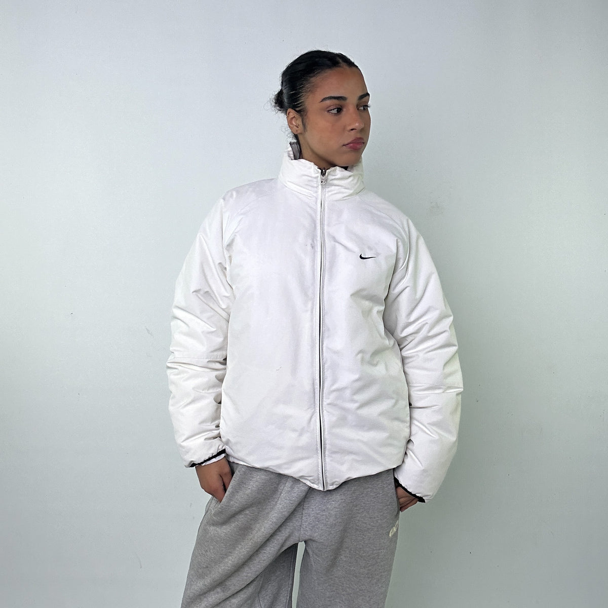 White nike cheap puffer coat