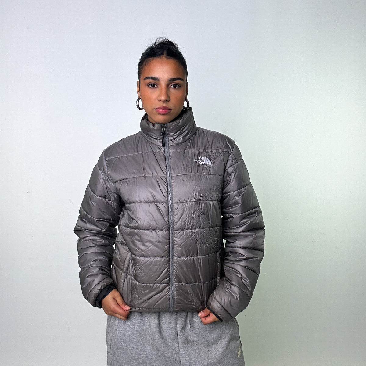 Nuptse on sale jacket grey