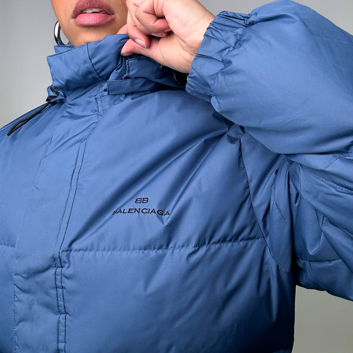 Balenciaga puffer cheap jacket blue