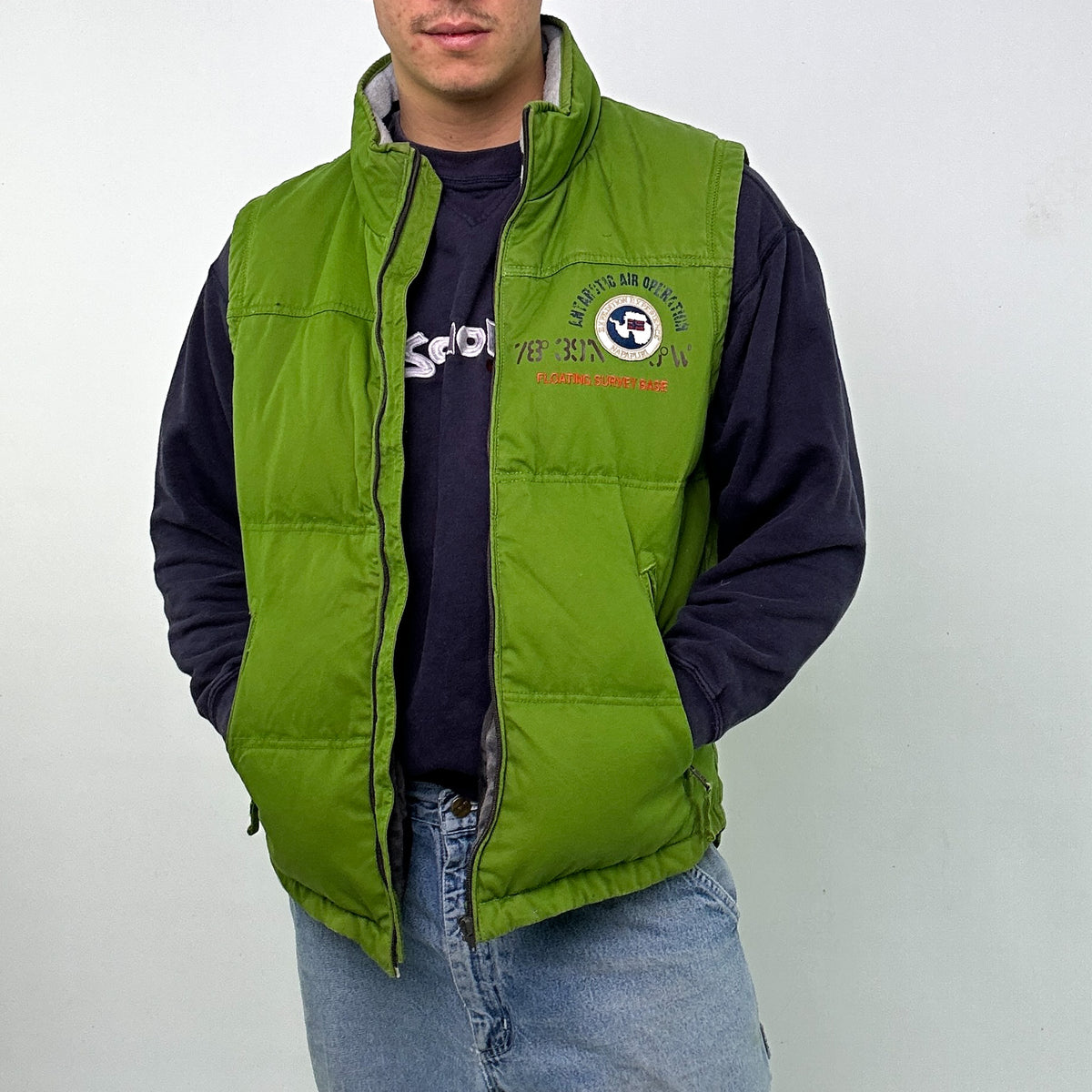 Green 90s Napapijri Puffer Jacket Coat Gilet (M)