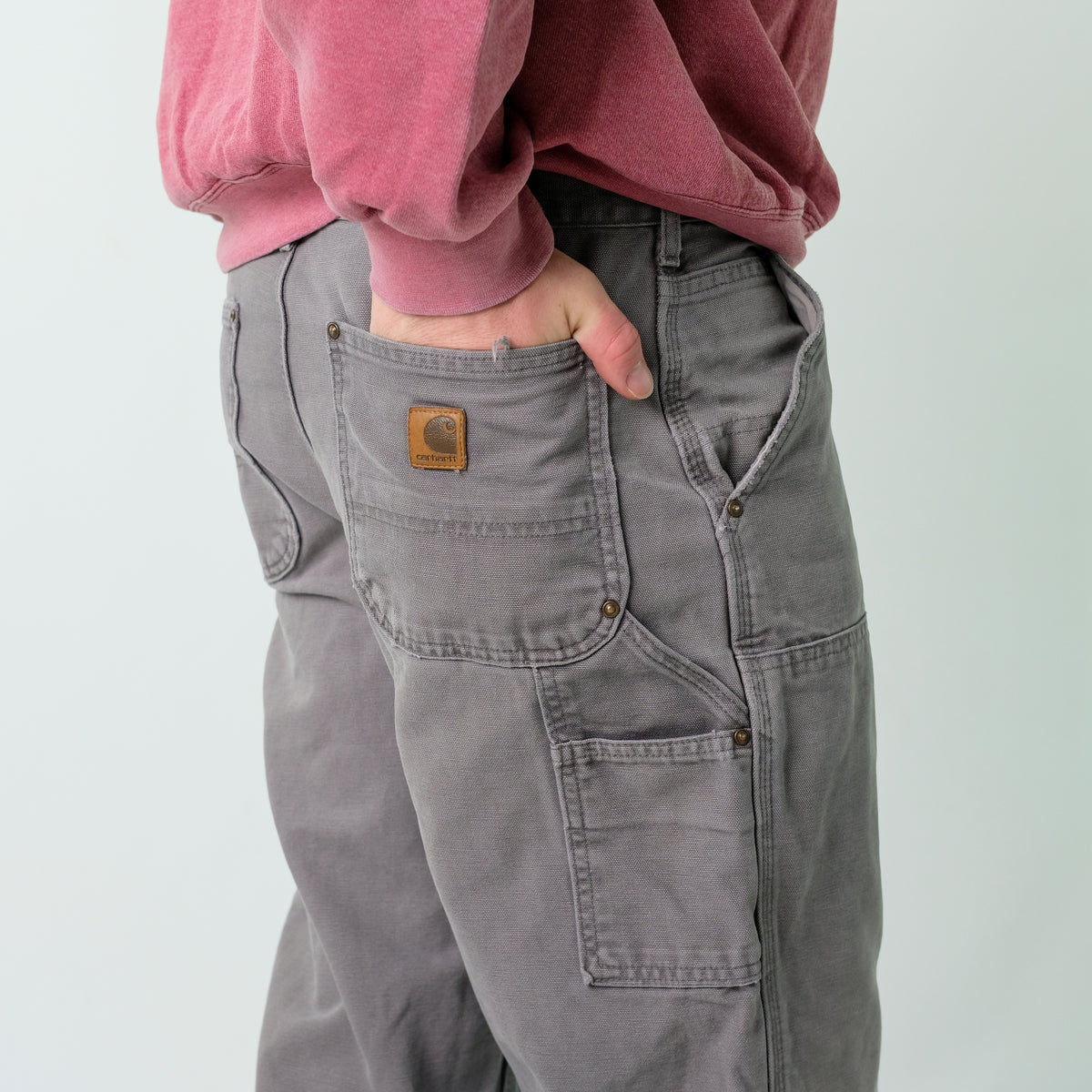 Grey 90s Carhartt Canvas Carpenter Baggy Jeans Pants (34x36