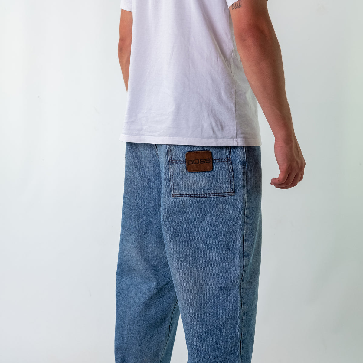 Light Blue 90s BOSS Denim Hip Hop Jeans Baggy Pants (34x32