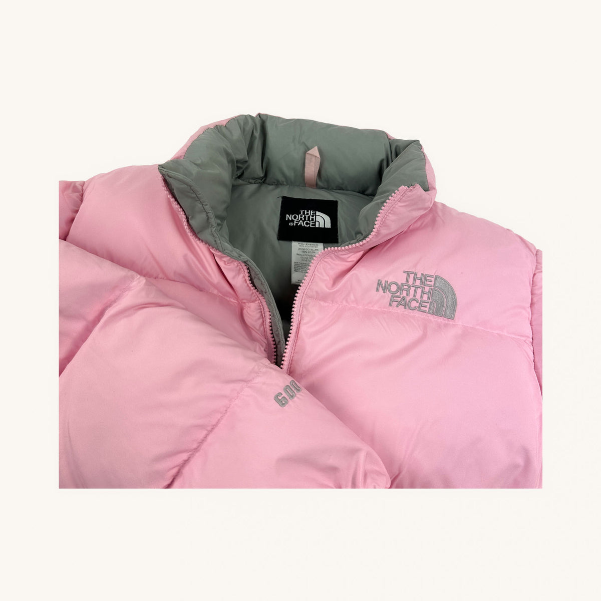 Baby Pink The North Face Nuptse 600 Puffer Jacket Coat L