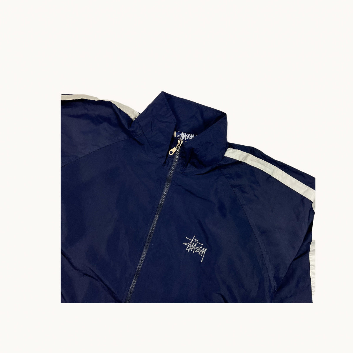 Navy Blue 90s Stüssy Sport Embroidered Track Jacket (L)