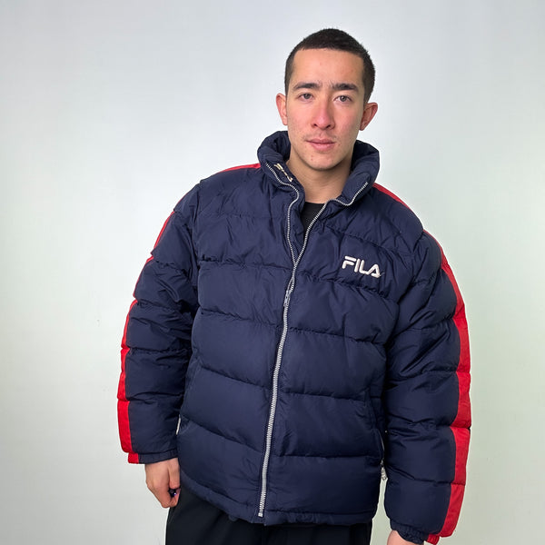 Fila navy puffer on sale jacket