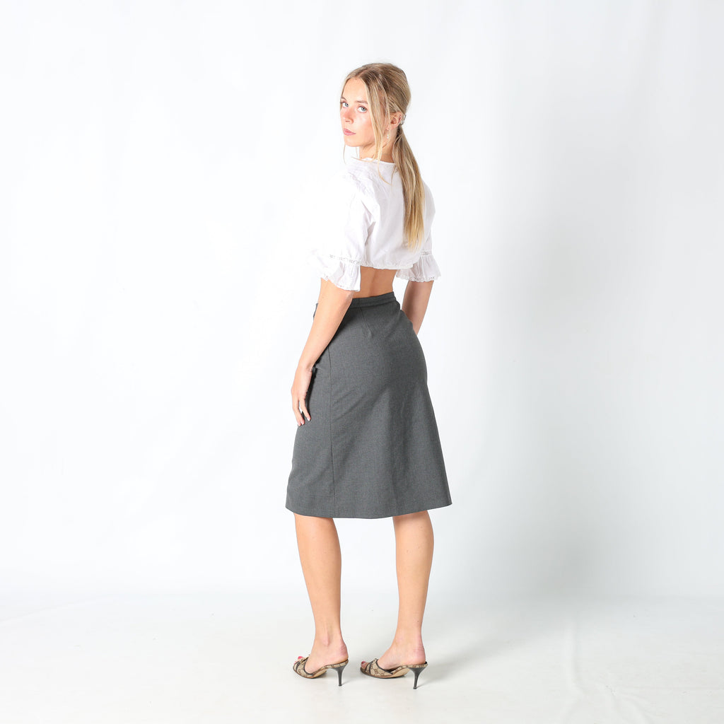 Charcoal Grey Y2K Moschino Formal Skirt Belt Detail (6)