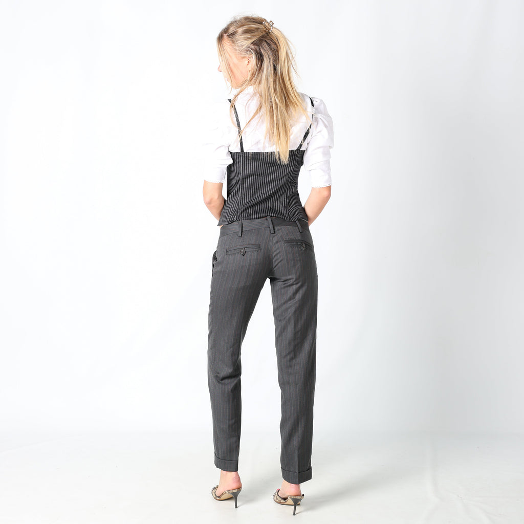 Charcoal Grey 90s DSQUARED Formal Trousers Orange Pinstripe (6)