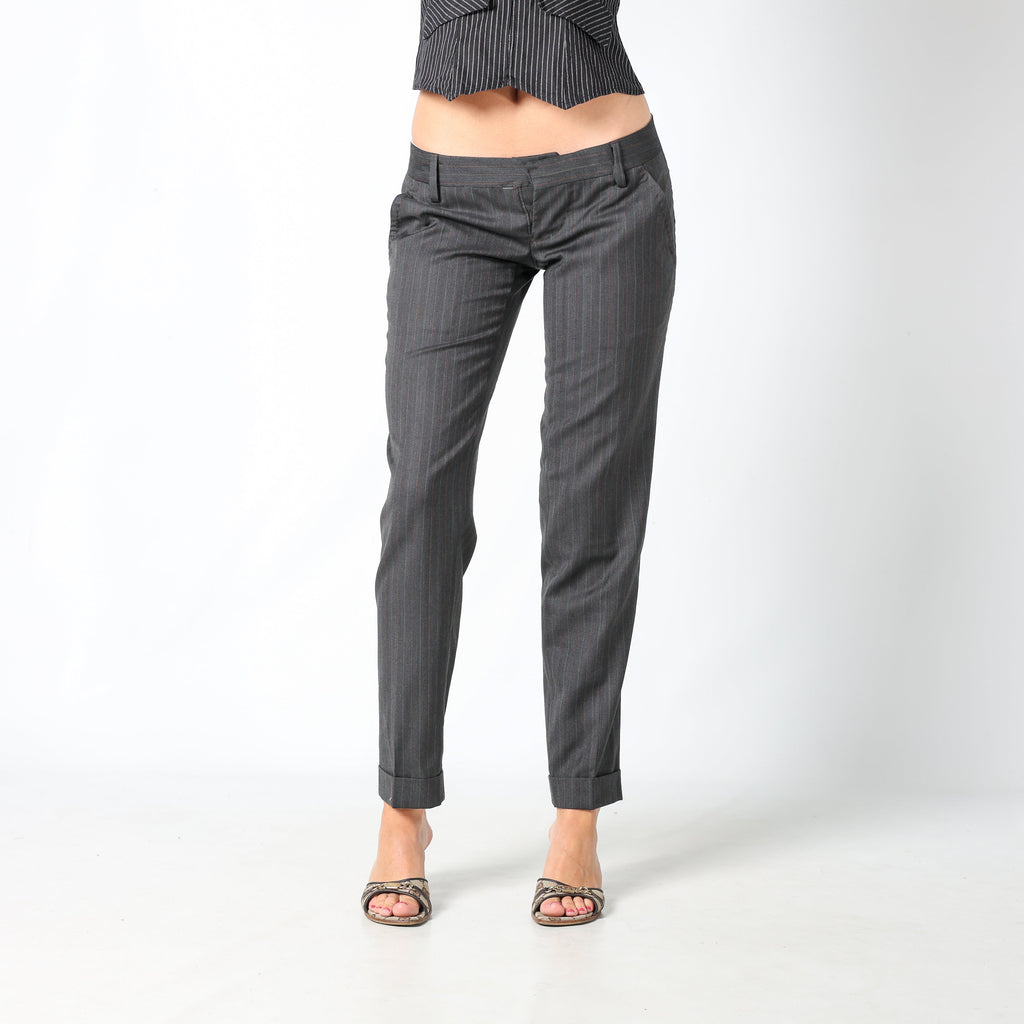 Charcoal Grey 90s DSQUARED Formal Trousers Orange Pinstripe (6)