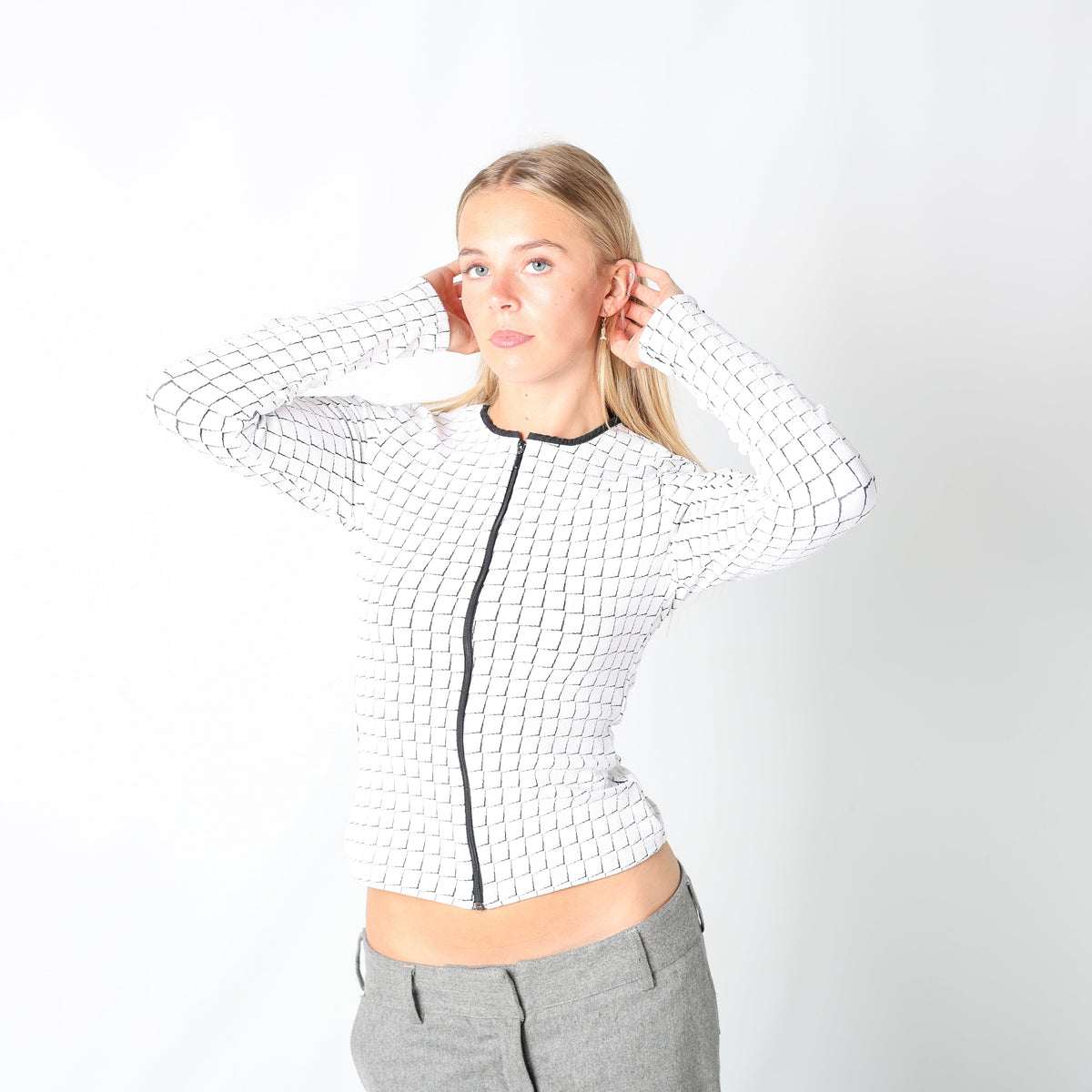 Ivory Y2K Rayure Woven Jacket (S)