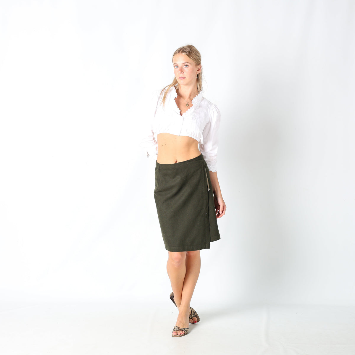Dark Green Y2K Calvin Klein Formal Skirt (8)