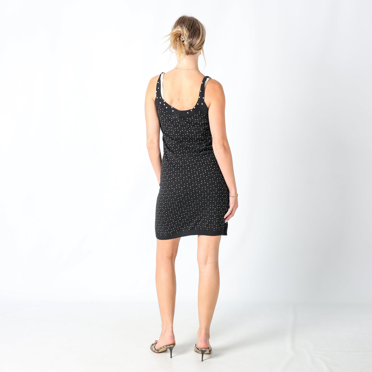 Black Y2K ONLY Printed Woven Midi Dress (M)