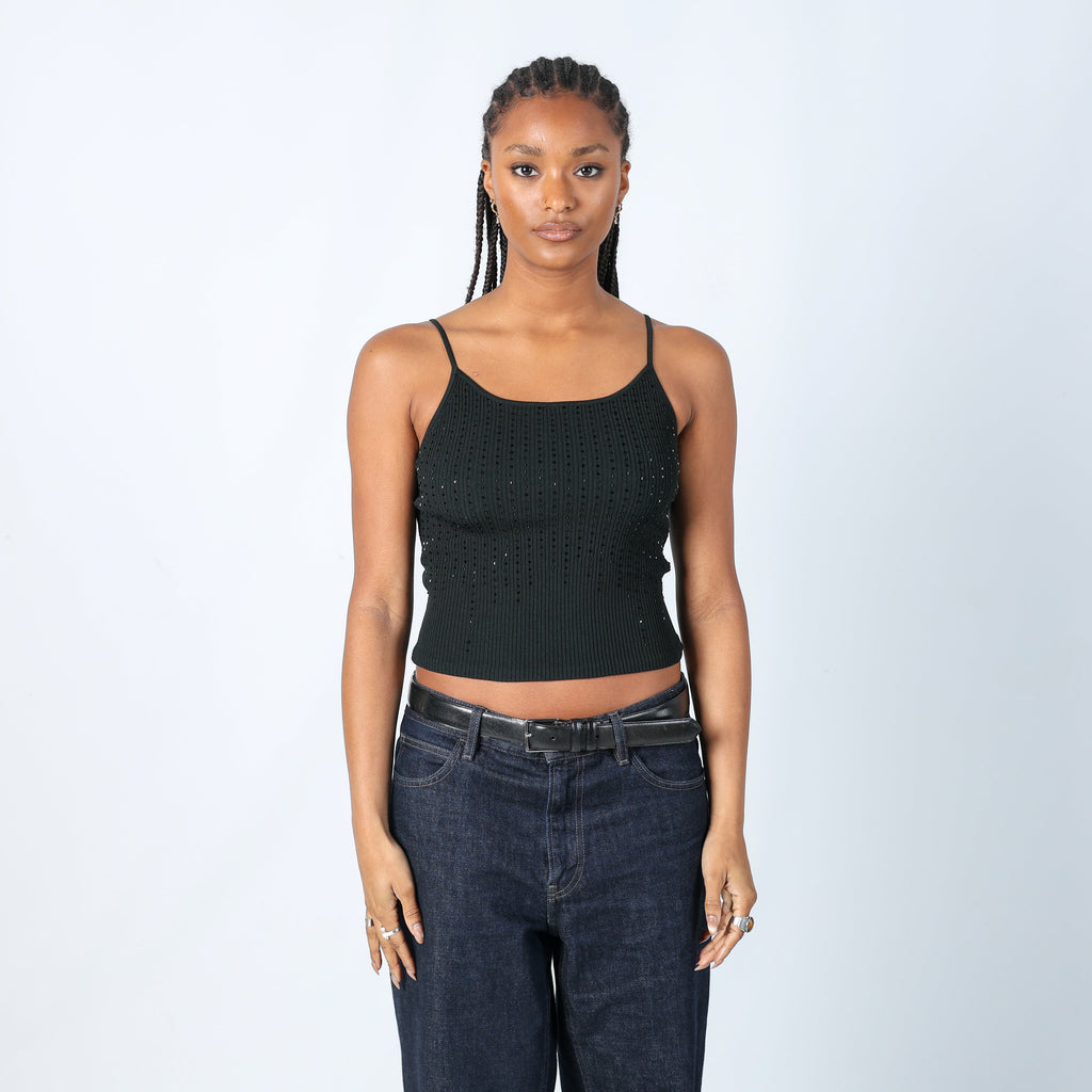 Black Y2K Just Woman Cami Sparkle Detail (S)