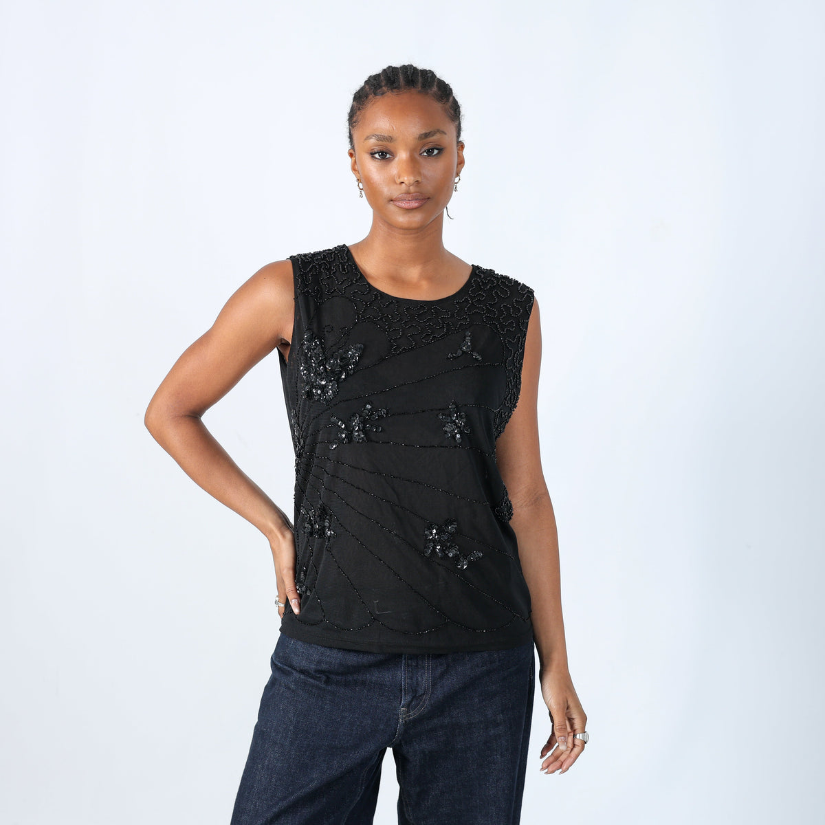 Black Y2K Conos Cami Embellished (L)