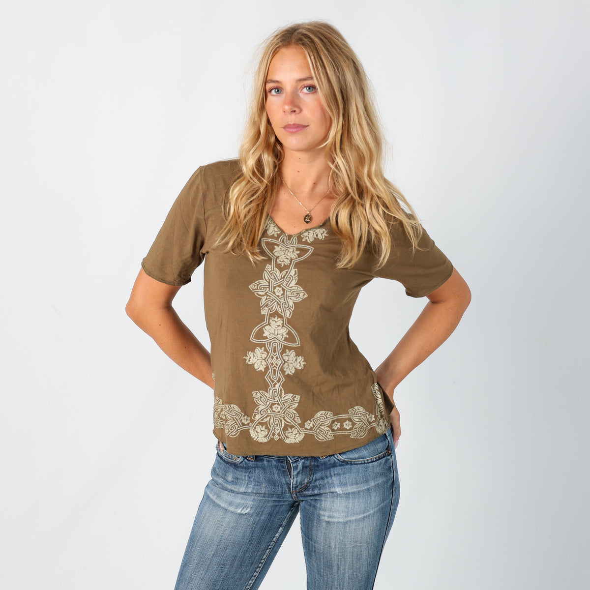 Khaki Green Y2K T-shirt (L)