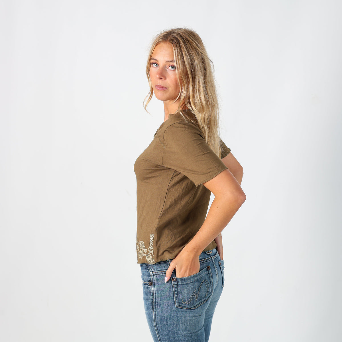 Khaki Green Y2K T-shirt (L)