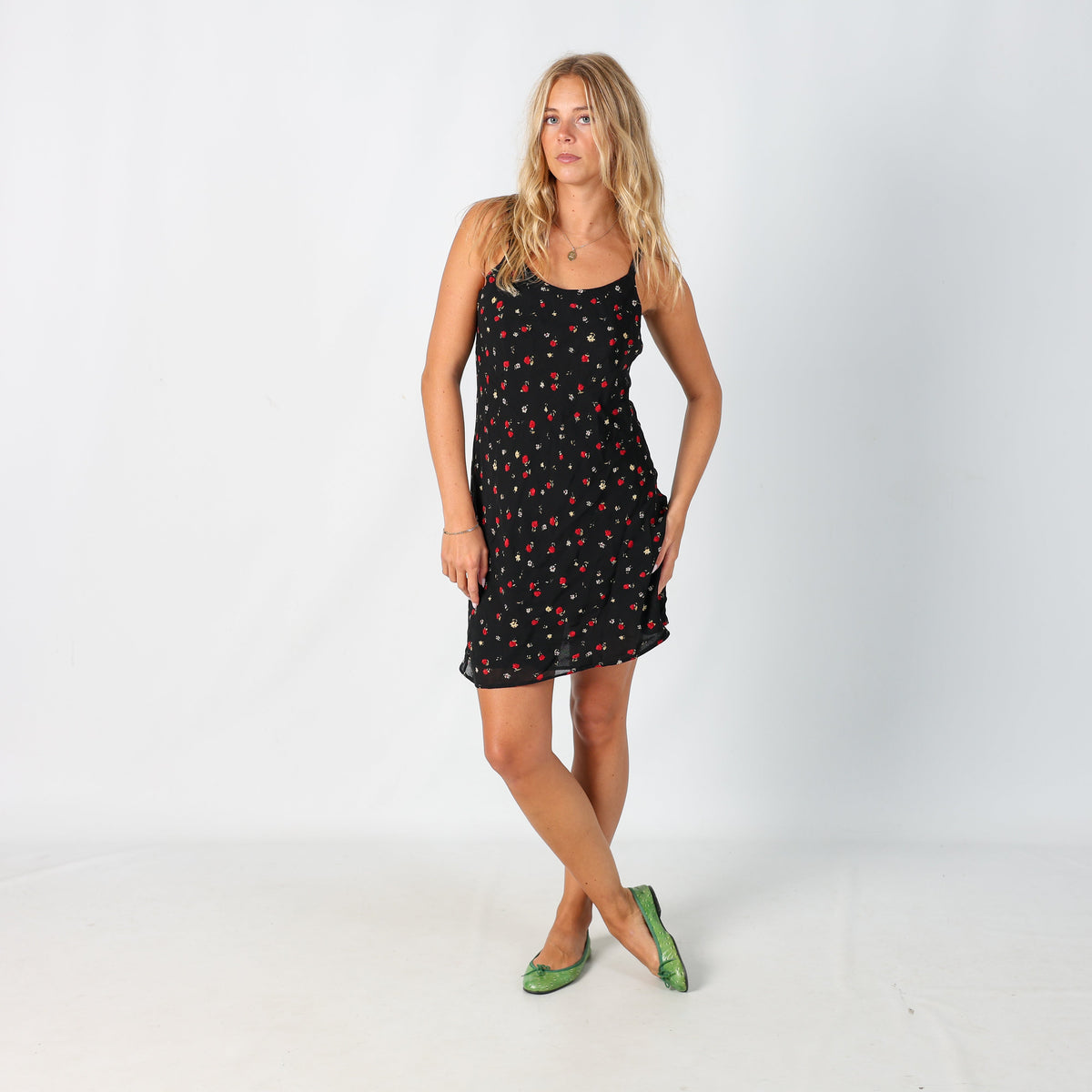 Black Y2K Printed Woven Maxi Dress Floral (S)