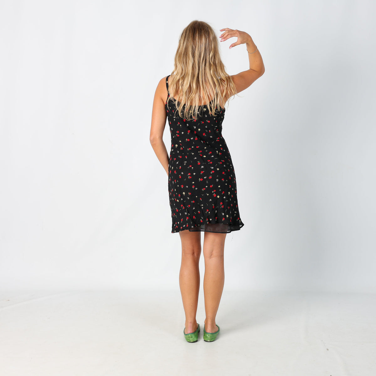 Black Y2K Printed Woven Maxi Dress Floral (S)