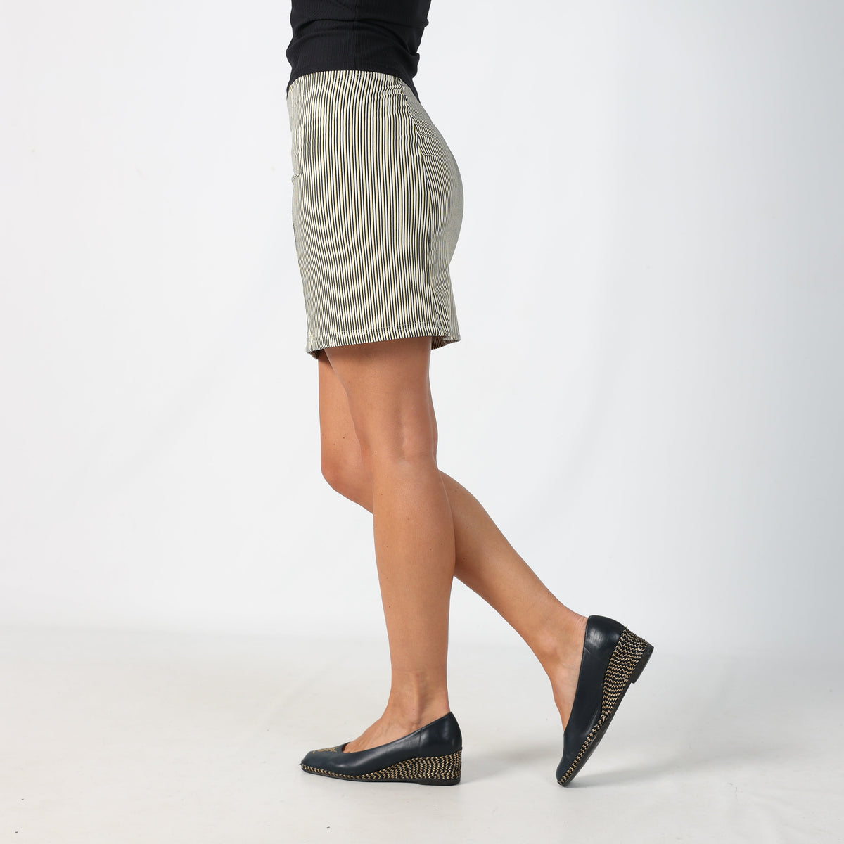 Yellow Y2K Woven Mini Skirt Striped (S)