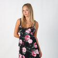 Black Y2K Slip Dress Floral (M)
