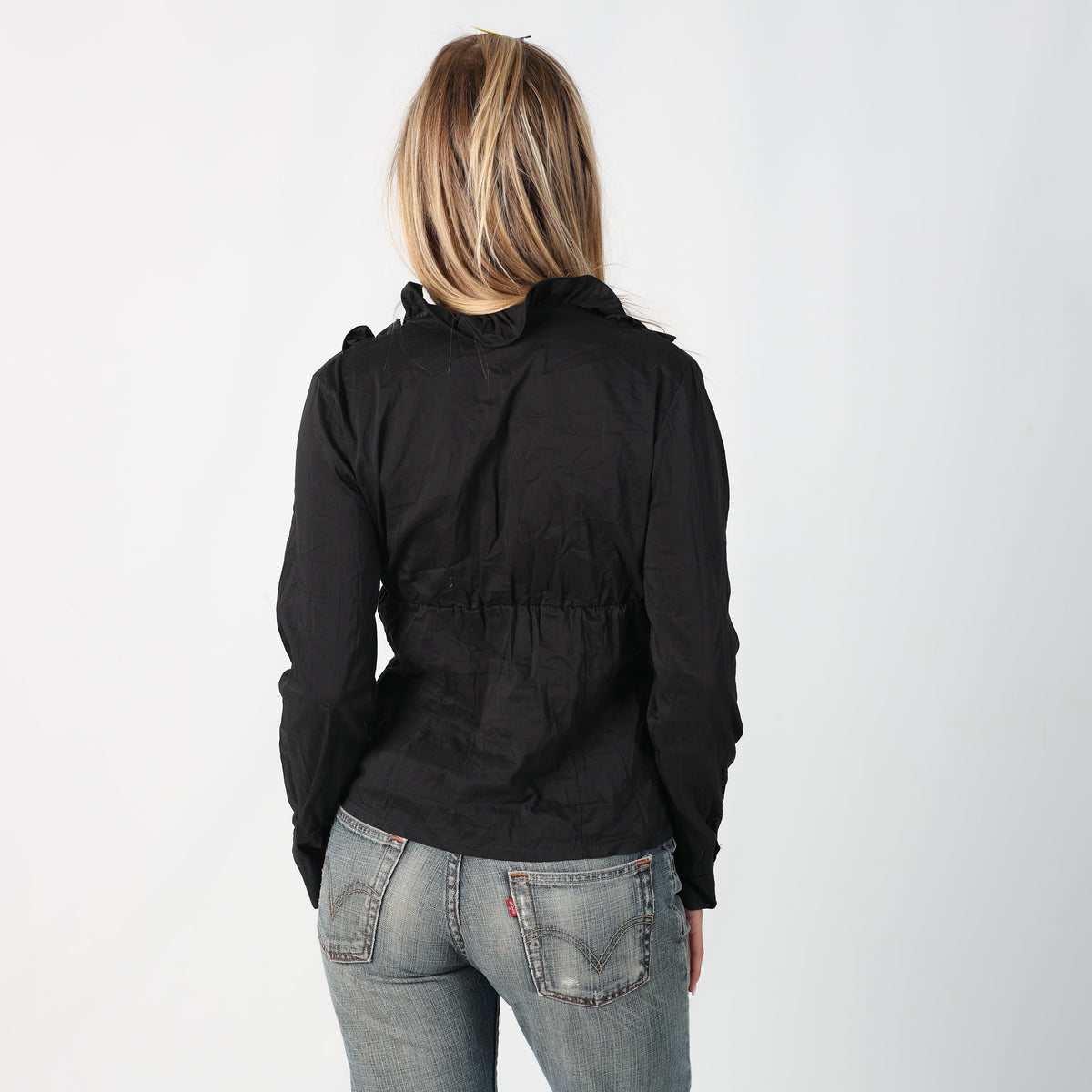 Black Y2K Blouse Ruffle (S)