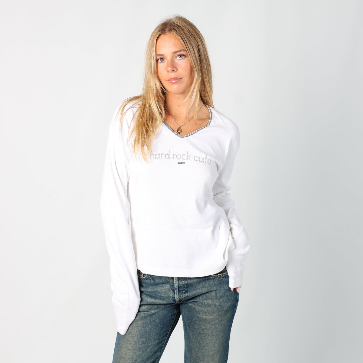 Ivory Y2K HardRock Cafe Long Sleeve Top (L)