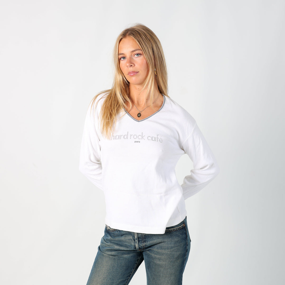 Ivory Y2K HardRock Cafe Long Sleeve Top (L)