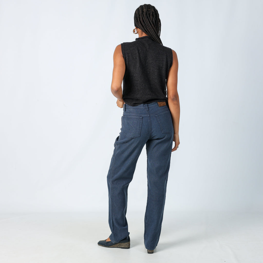 Navy Blue 90s Roberto Cavalli Straight Jeans Sparkle (10)