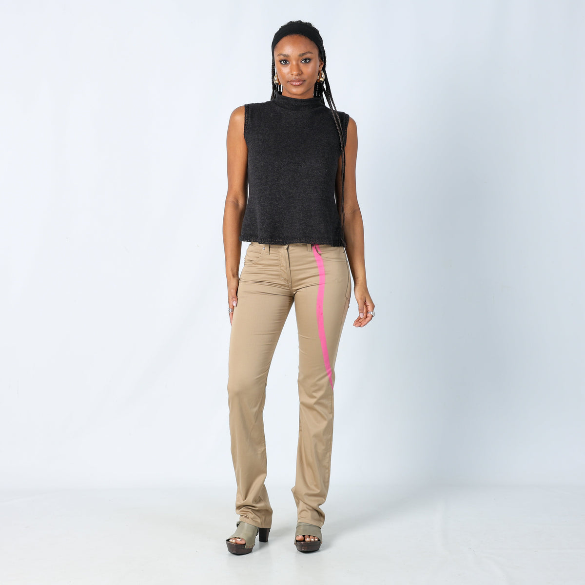 Tan Y2K Gianfranco Ferre Straight Jeans Pink Detail (S)