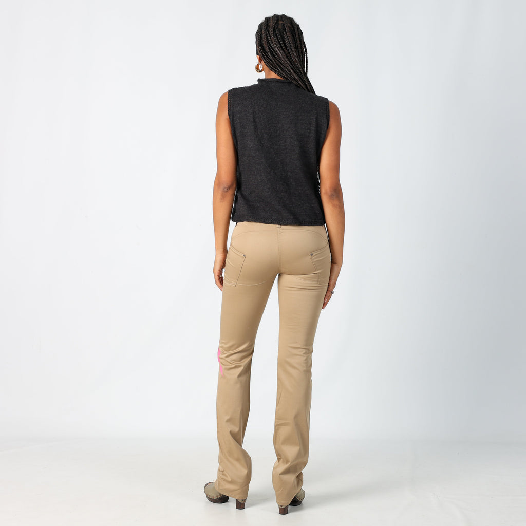 Tan Y2K Gianfranco Ferre Straight Jeans Pink Detail (S)