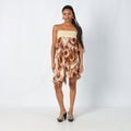 Brown Y2K Printed Woven Midi Dress (M)