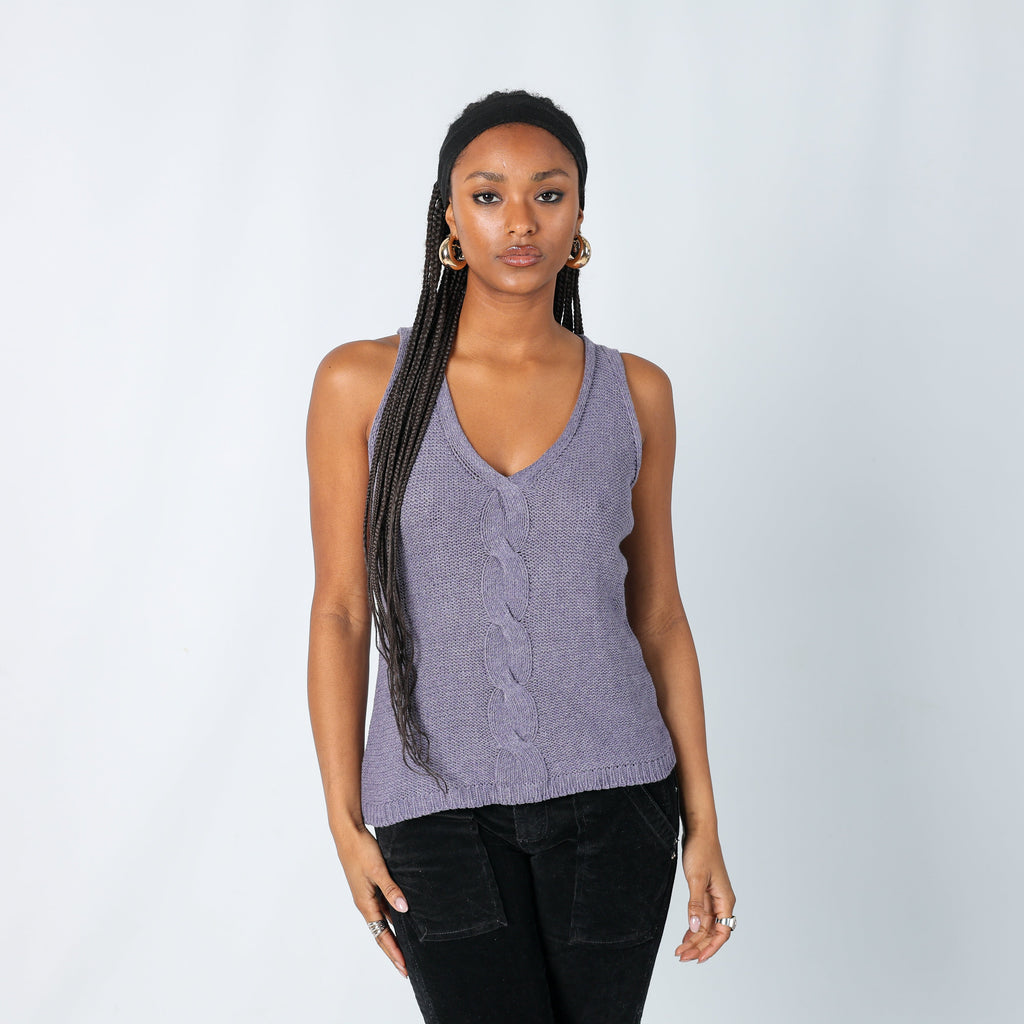 Lilac Purple Y2K NuoPai Knitted Top (M)