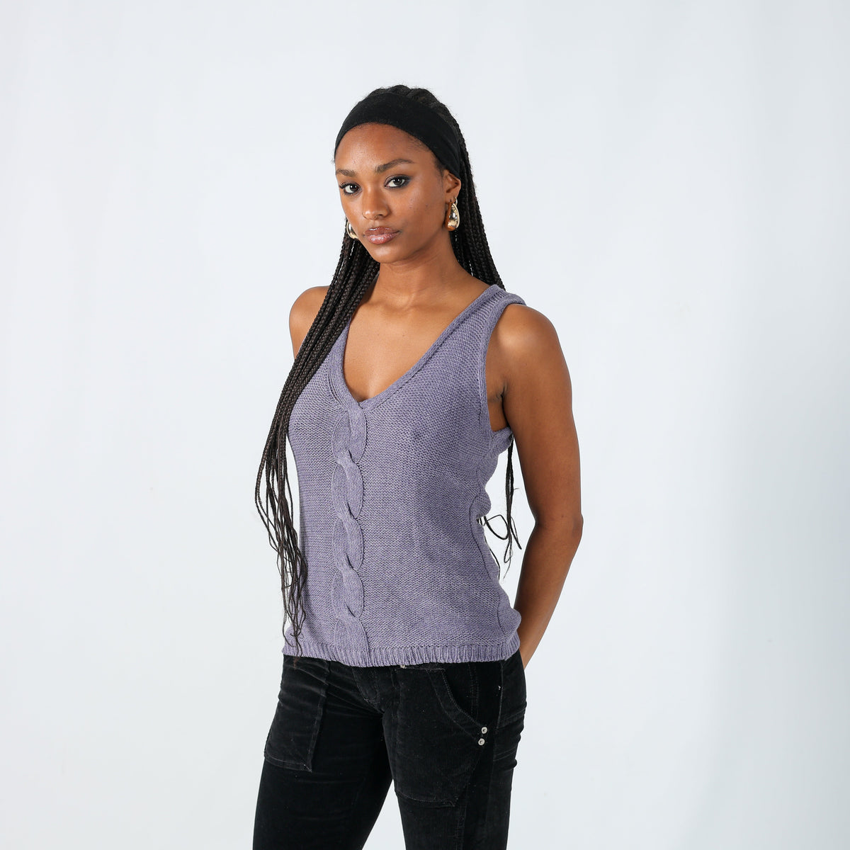 Lilac Purple Y2K NuoPai Knitted Top (M)