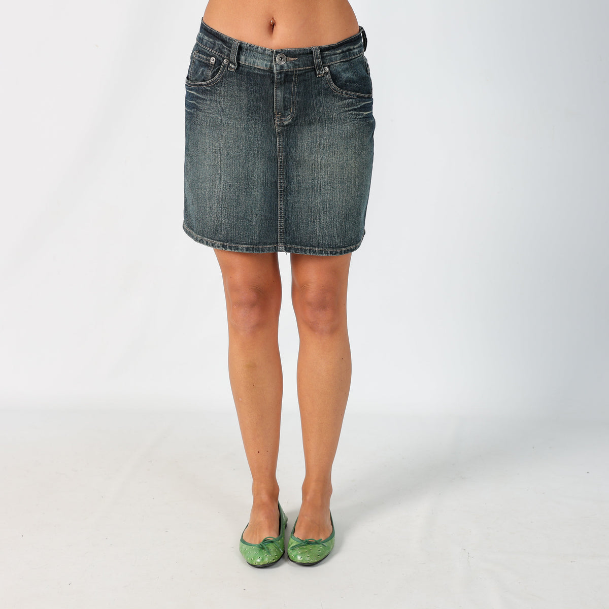 Blue Y2K Okay Denim Midi Skirt (S)