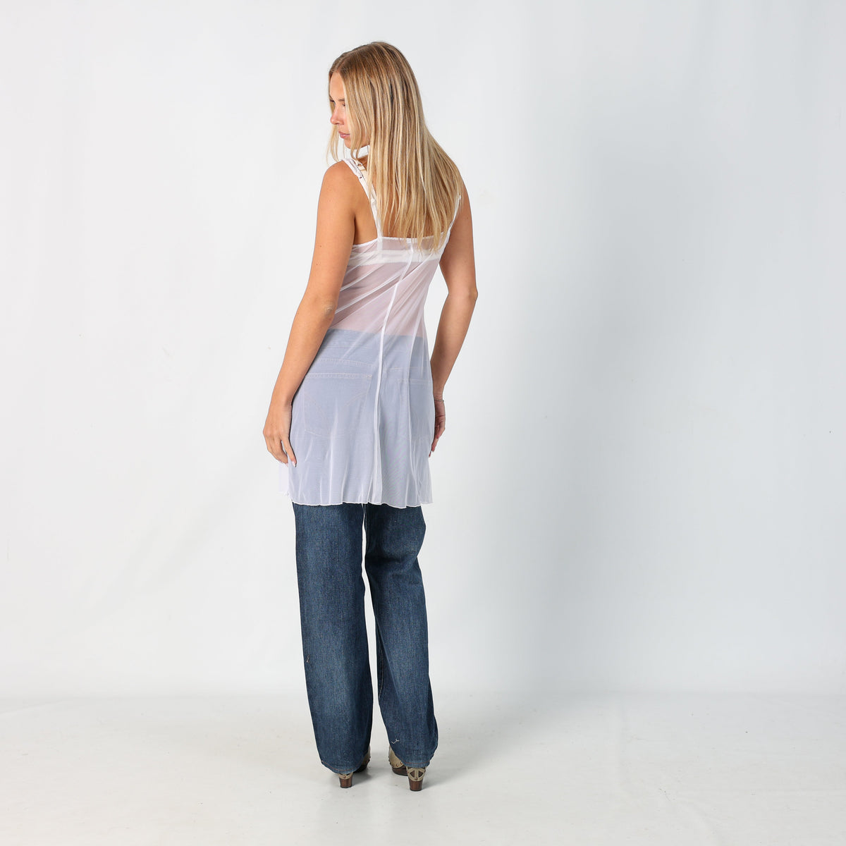 Cream Y2K Intimissimi Slip Dress Sheer (S)