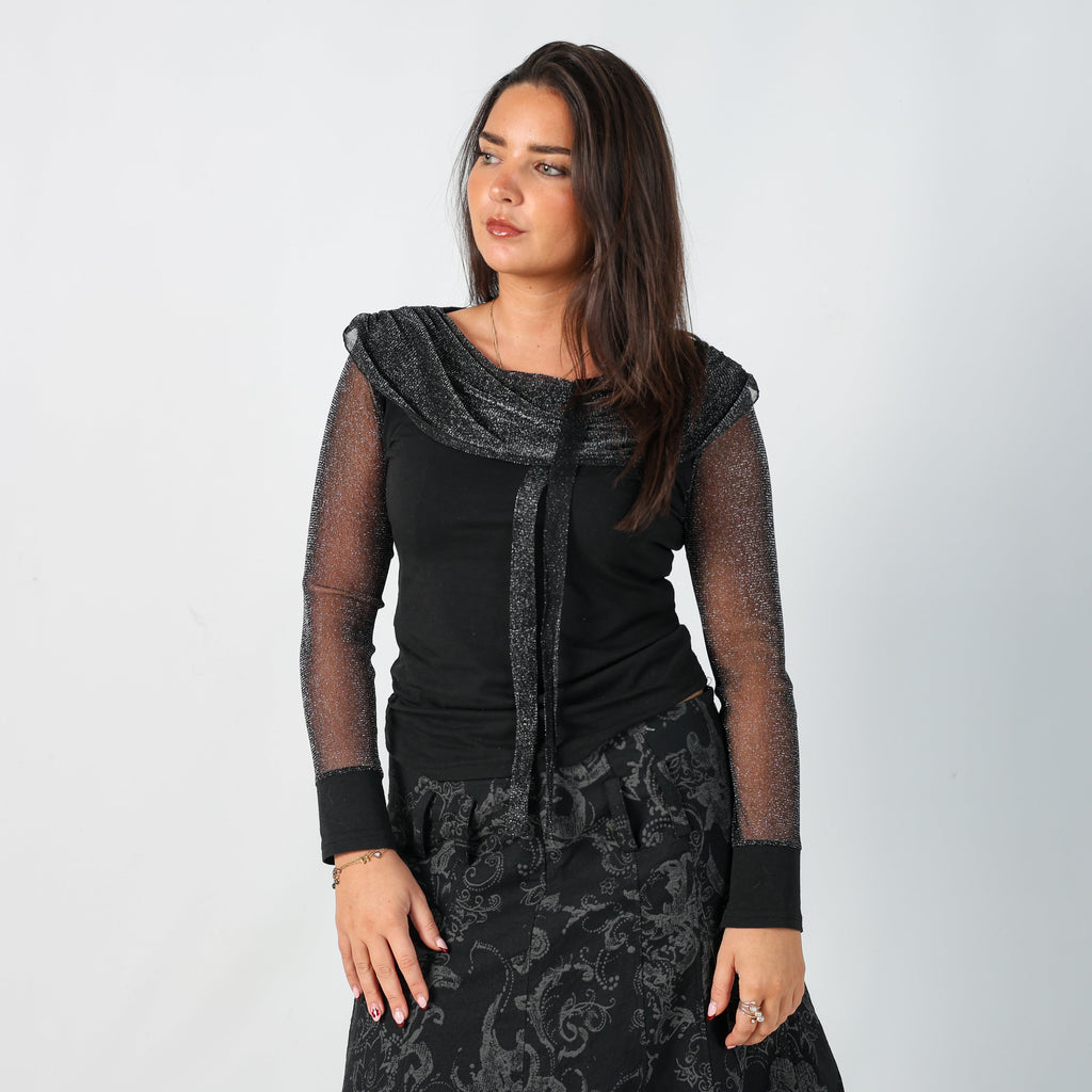 Black Y2K Yipeng Blouse Sparkle (M)