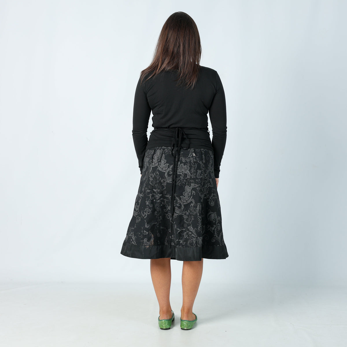 Black Y2K AirField Woven Midi Skirt (M)