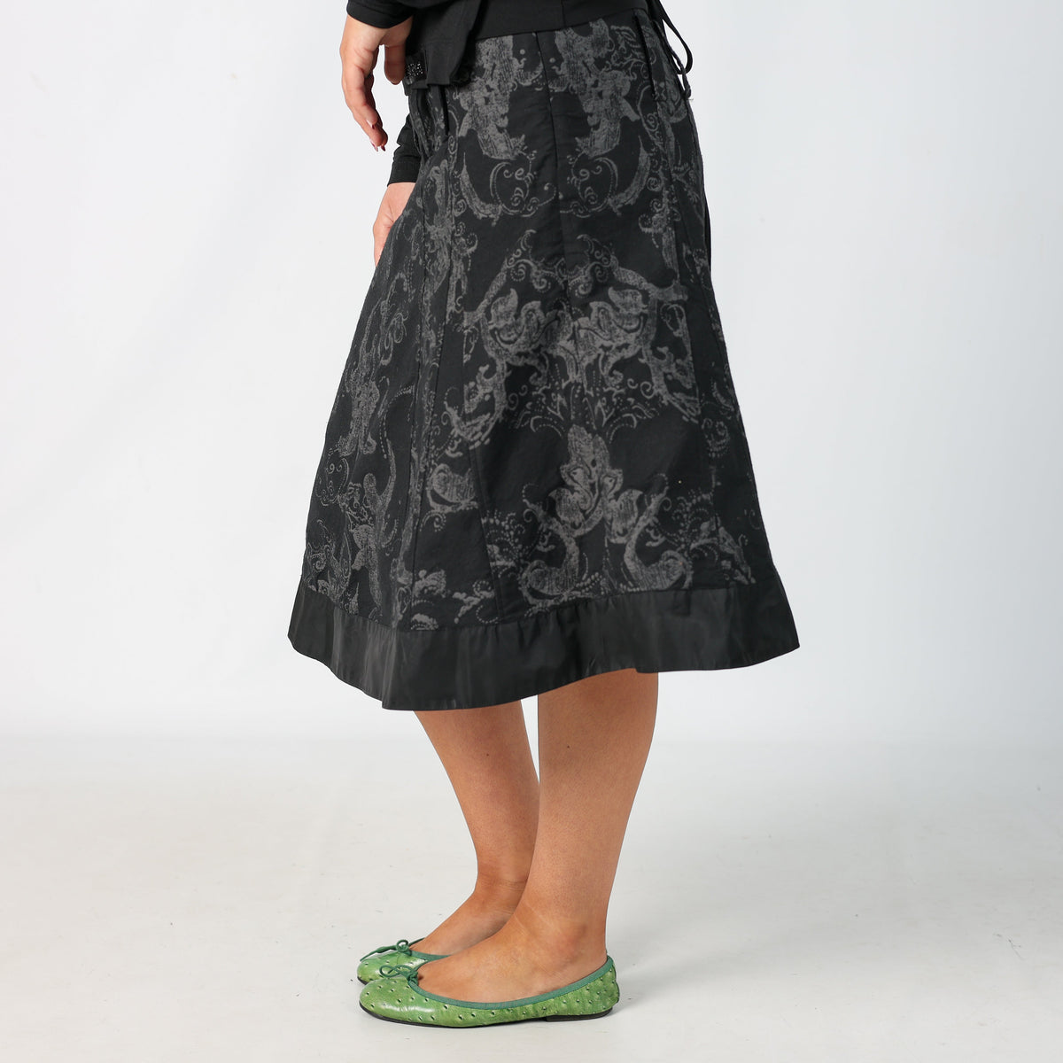 Black Y2K AirField Woven Midi Skirt (M)