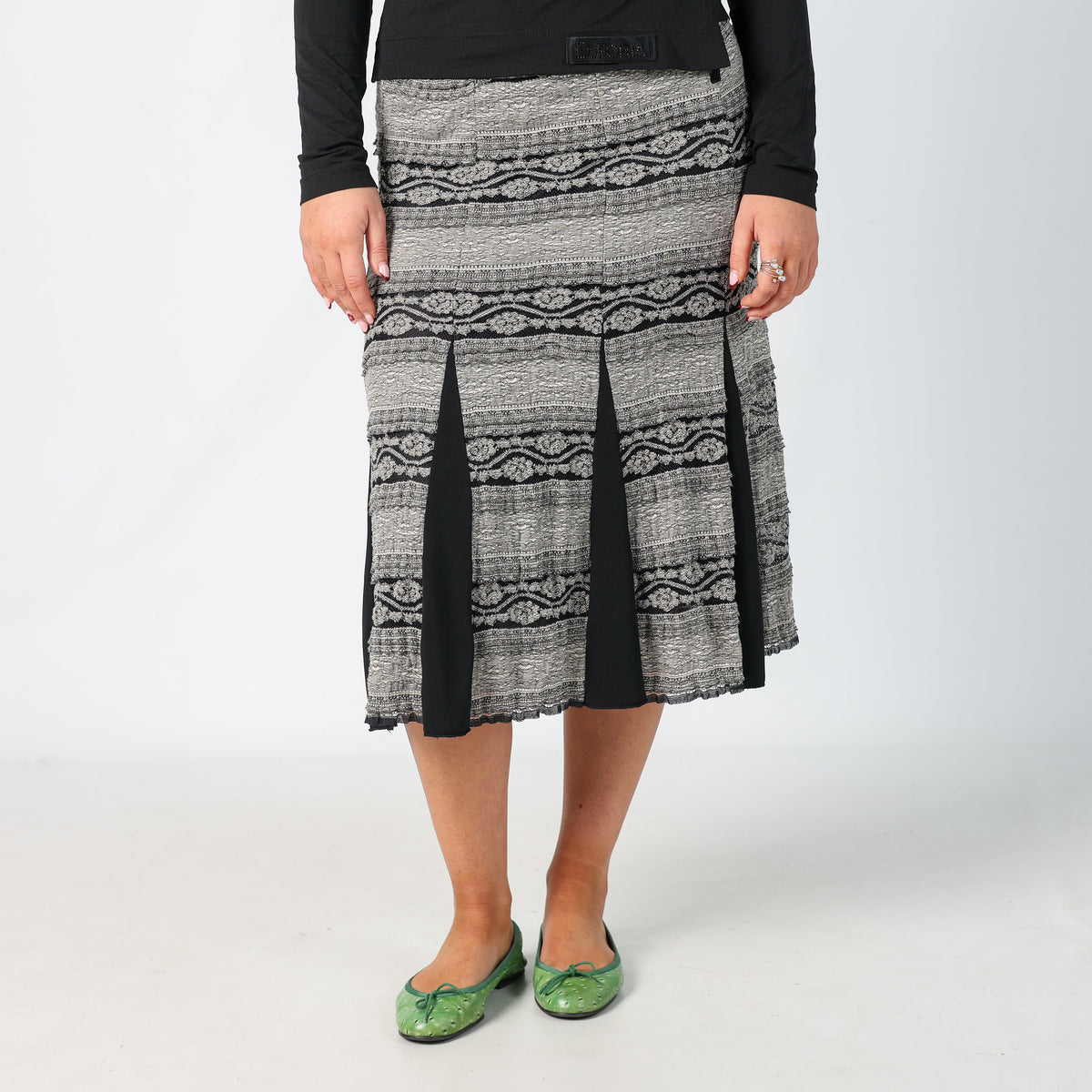 Grey Y2K Woman's Image Woven Maxi Skirt (M)
