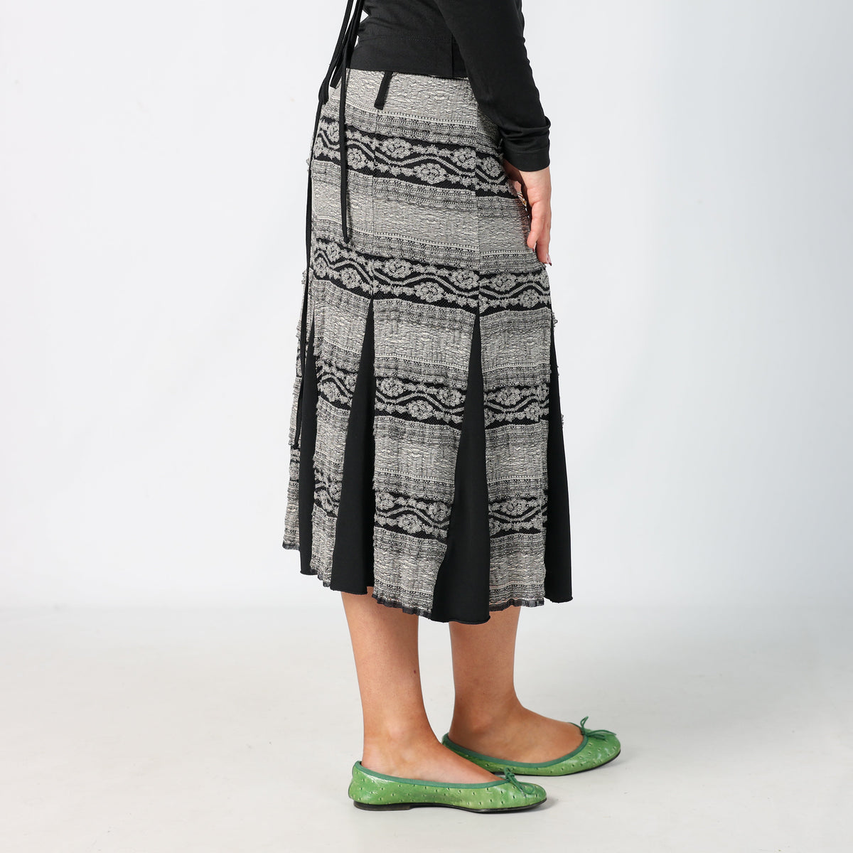Grey Y2K Woman's Image Woven Maxi Skirt (M)