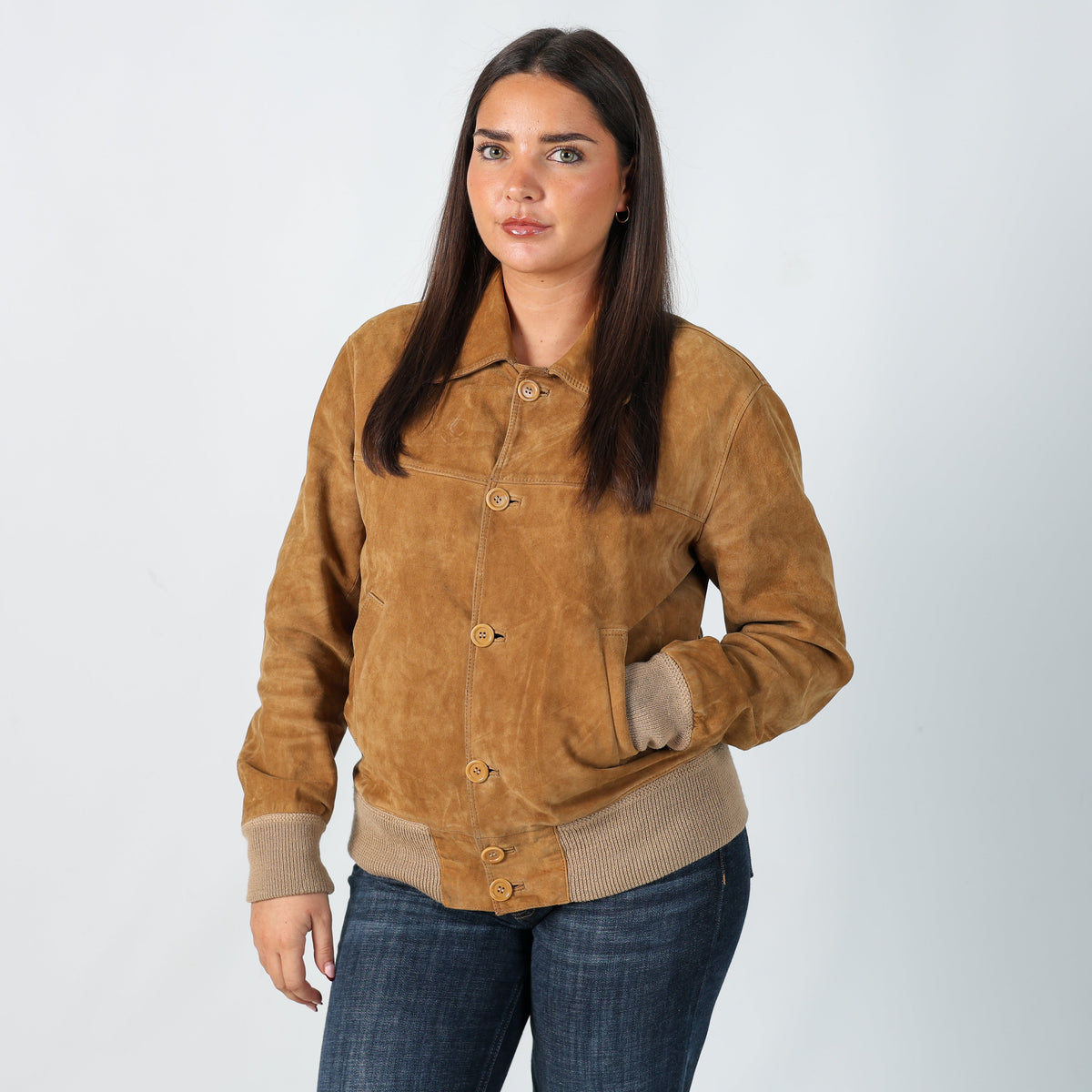 Tan Y2K Santantonio S. Giuliano Suede Jacket (L)