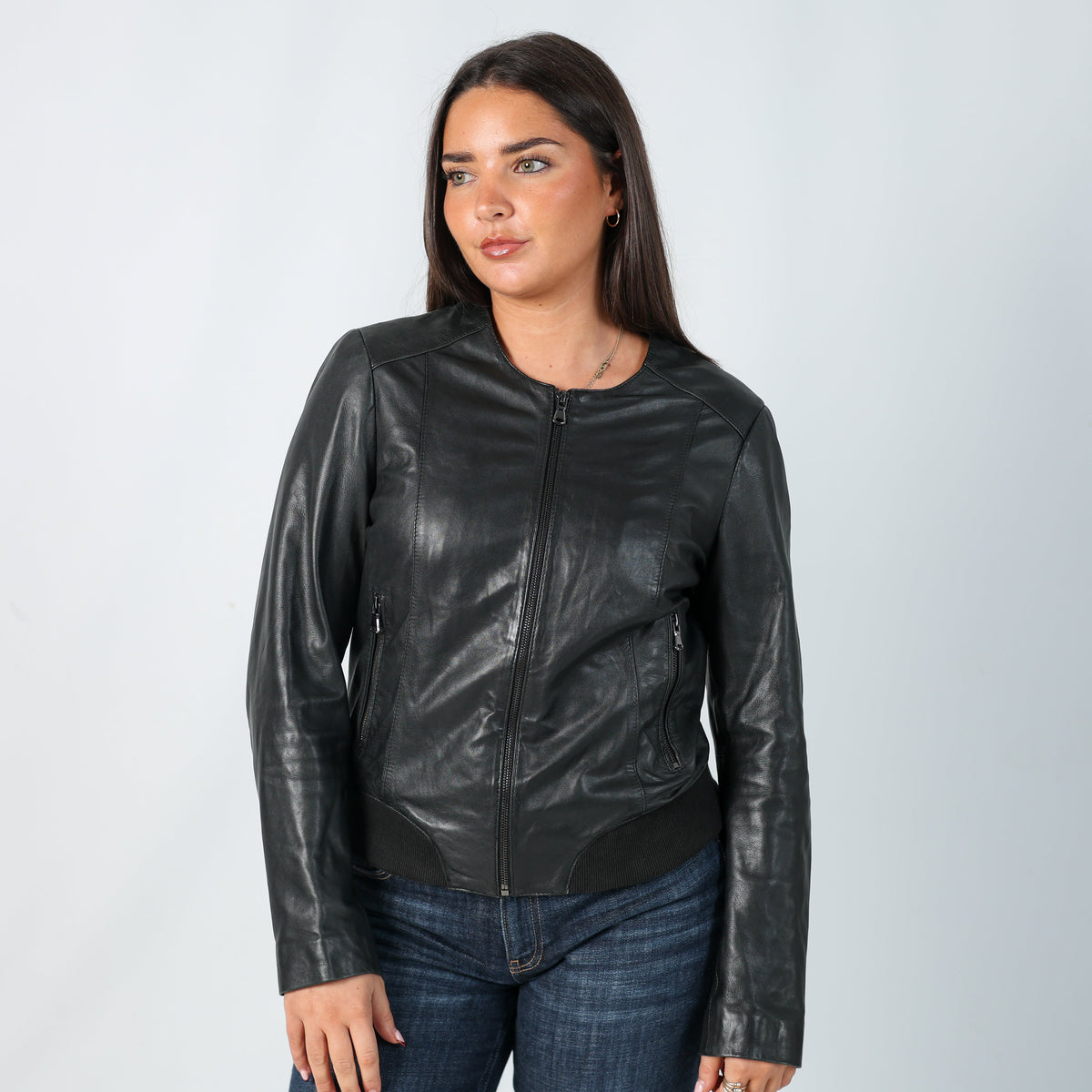 Black Y2K Conbipel Leather Jacket (L)