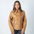Tan Y2K David Moore Leather Jacket (L)