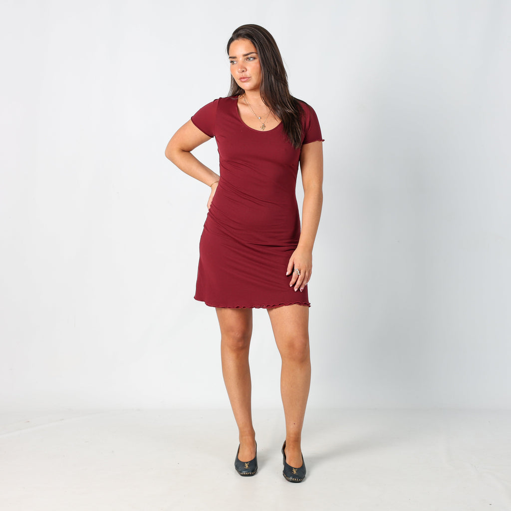 Burgundy Red Y2K Onyx Woven Midi Dress (M)