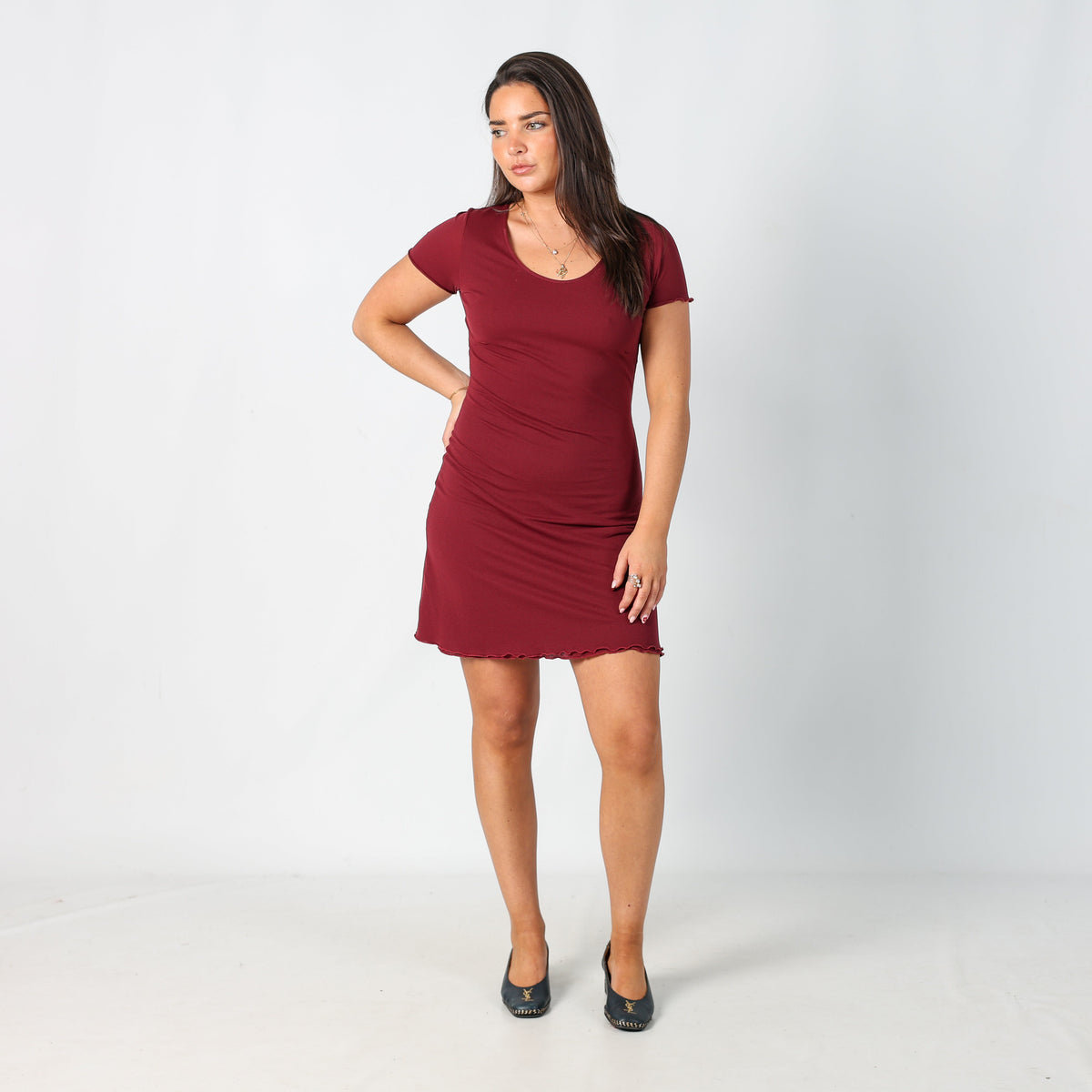 Burgundy Red Y2K Onyx Woven Midi Dress (M)