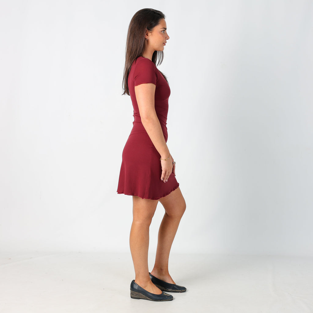 Burgundy Red Y2K Onyx Woven Midi Dress (M)