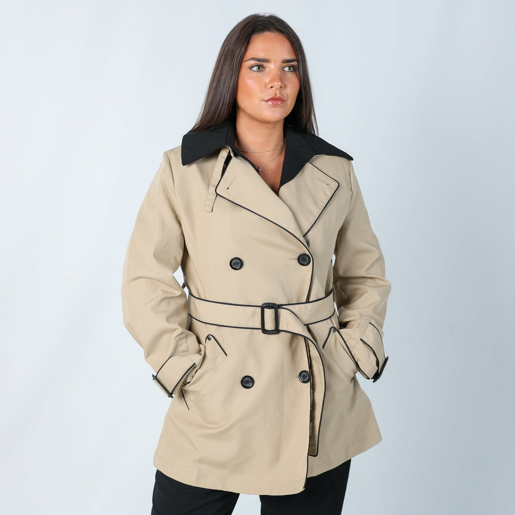 Beige Y2K Armani Jeans Trench Coat (12)