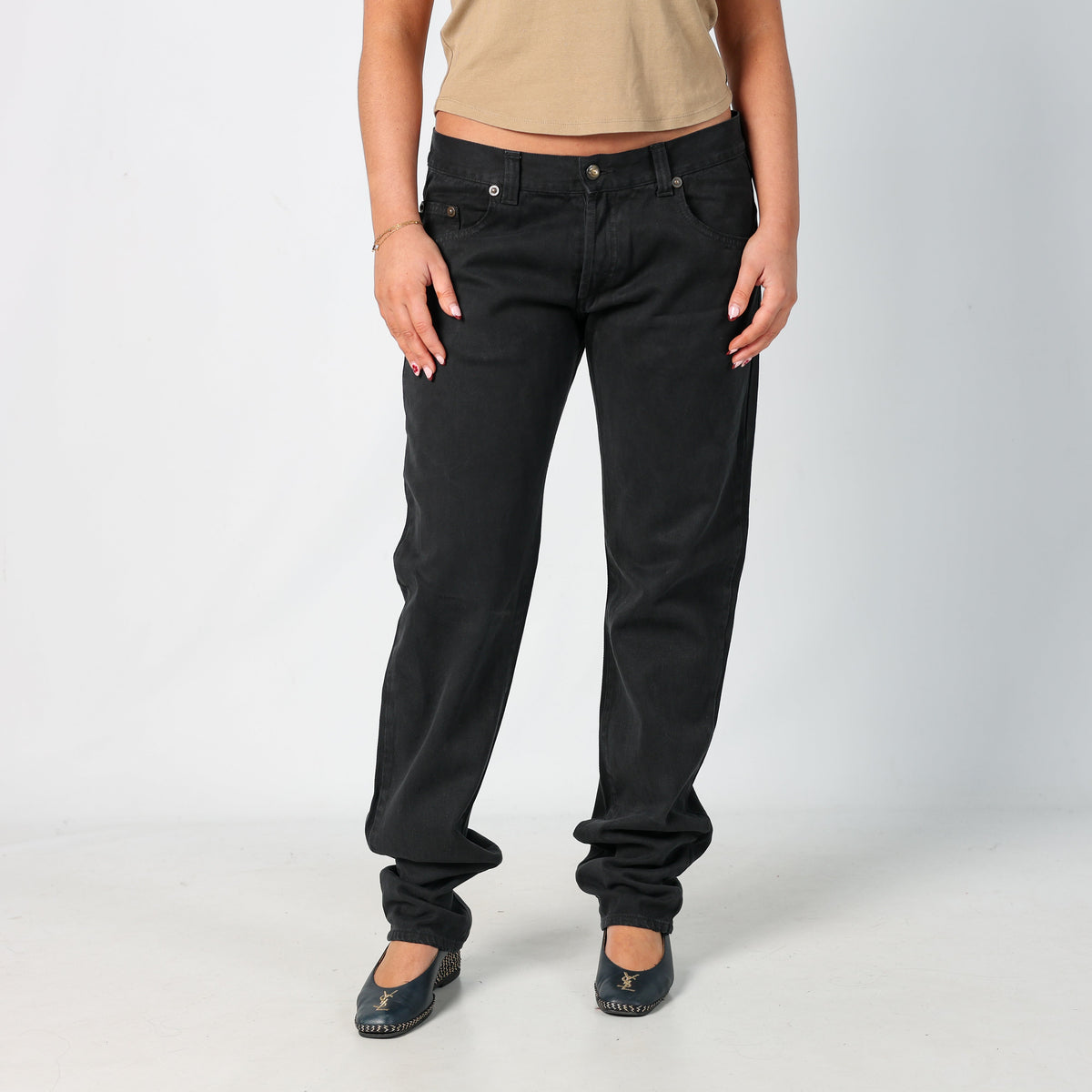 Black Y2K Just Cavalli Straight Jeans (M)