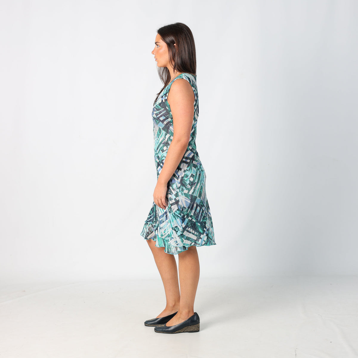 Blue Y2K Made in Italy Woven Midi Dress (M)