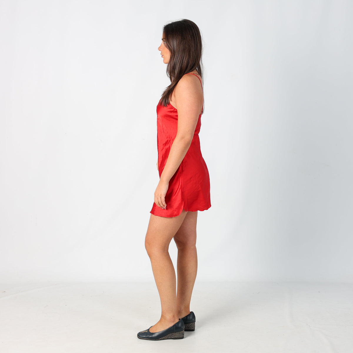Red Y2K Andra Lingerie Slip Dress (S)